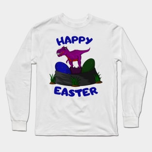 Happy Easter Wished Cute Dinosaur Long Sleeve T-Shirt